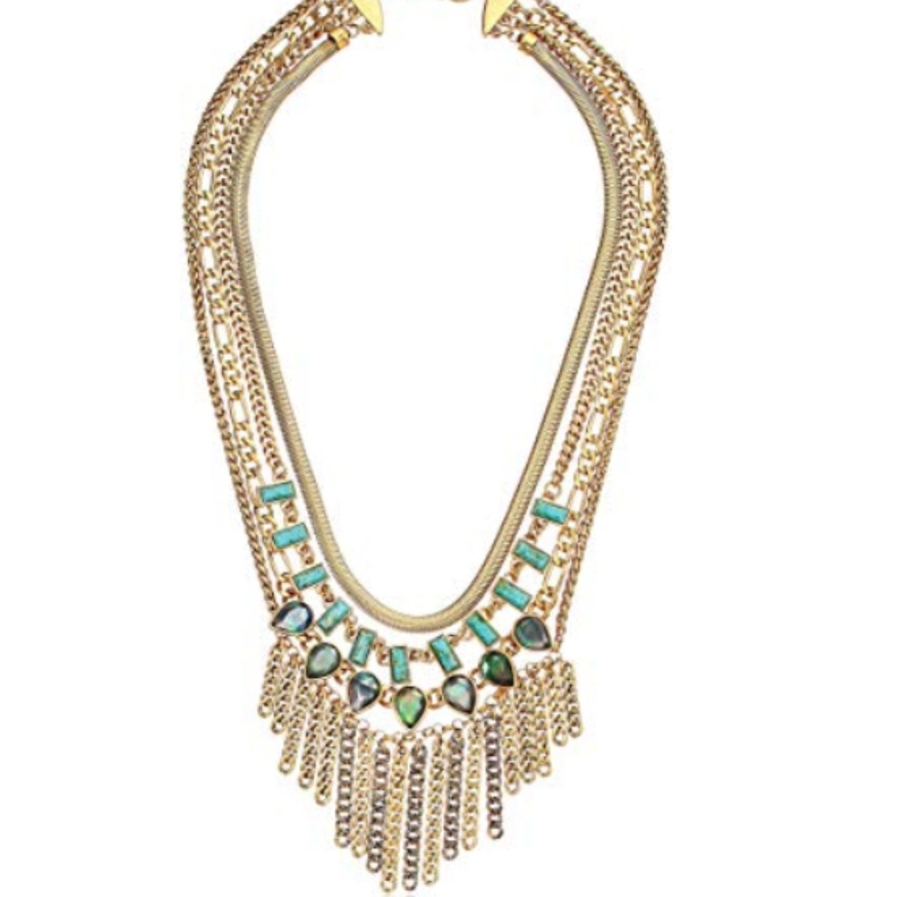 Lucky Brand Set Stone Chain Statement Necklace